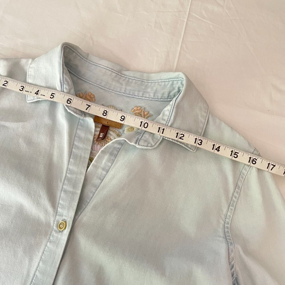 DRIFTWOOD Light Washed Embroidered Back Demin Shirt Size M - Picture 8 of 14